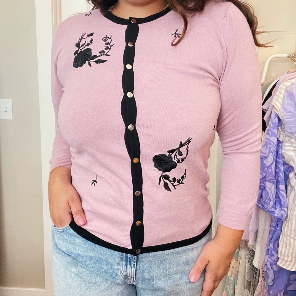 Catherine Malandrino | pink floral cardigan size M